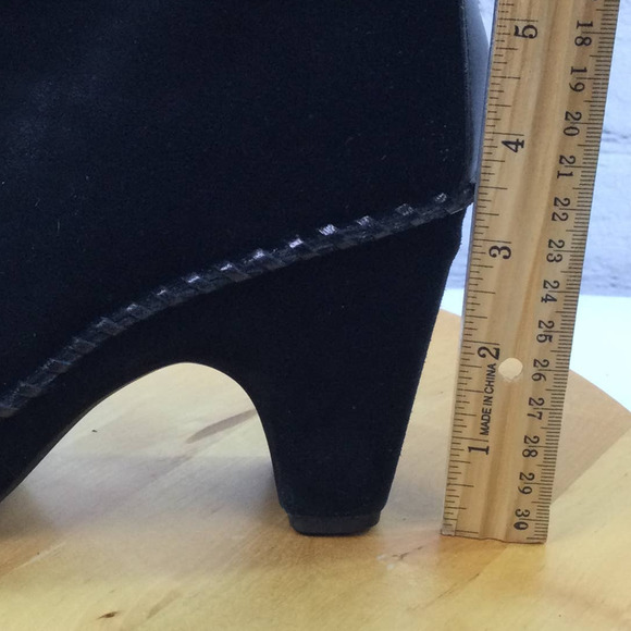 Linea Paolo Women's Suede Square Toe Chunky Heel Black Mid-Calf Pull On Boot 7 - Picture 13 of 16